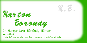 marton borondy business card