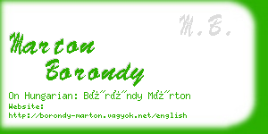 marton borondy business card